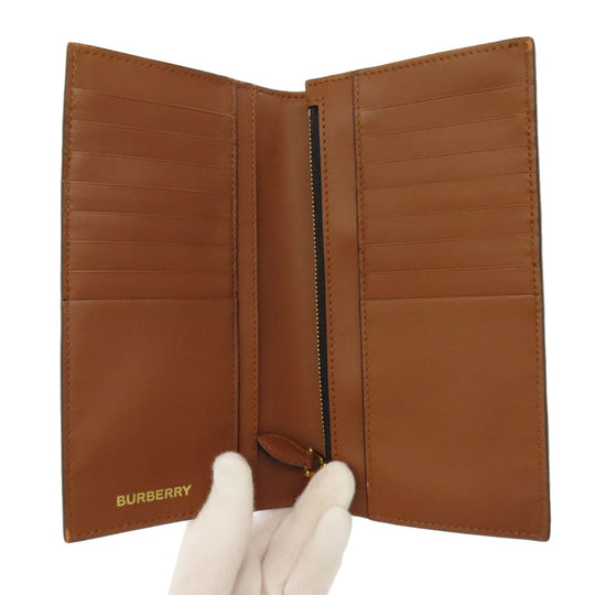 BURBERRY Long Wallet Purse leather Brown Logo motif Women Used Authentic