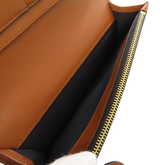 BURBERRY Long Wallet Purse leather Brown Logo motif Women Used Authentic