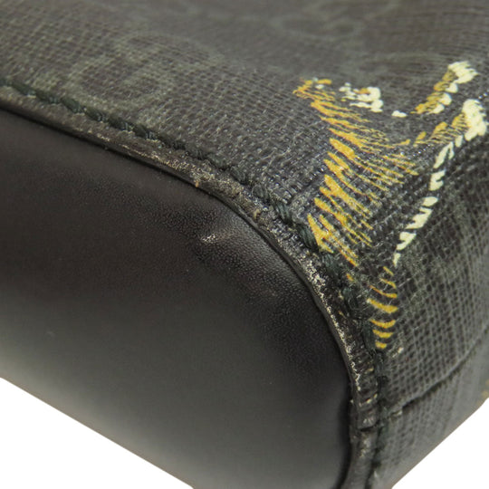 GUCCI Shoulder Bag 474137 PVC black GG Supreme Tiger Print Women Used Authentic