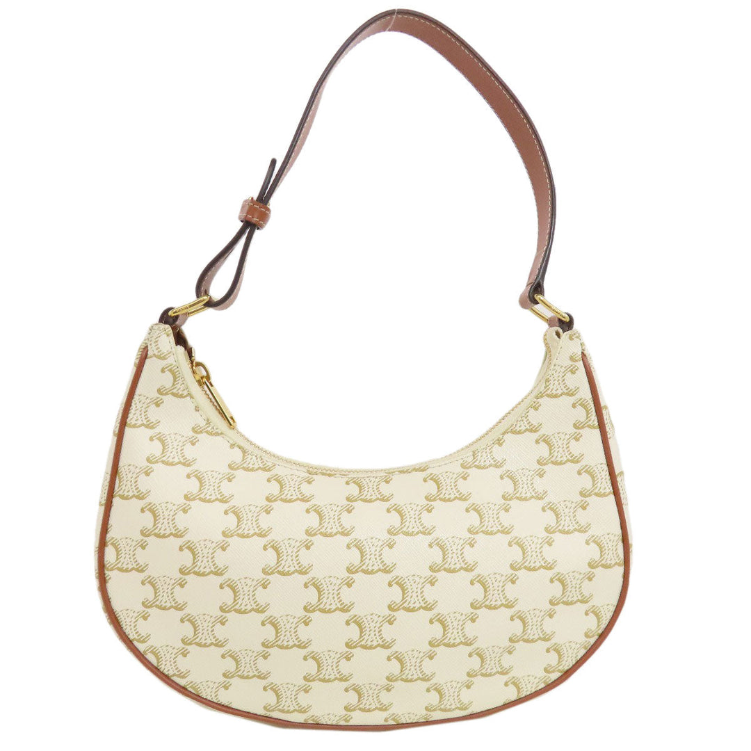 CELINE Shoulder Bag PVC white Triomphe one belt