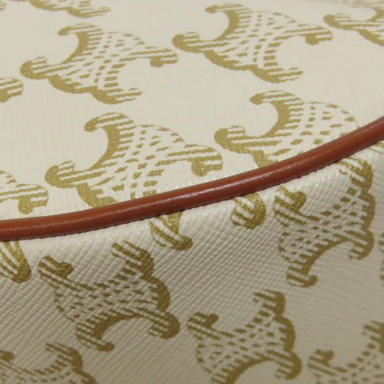CELINE Shoulder Bag PVC white Triomphe one belt