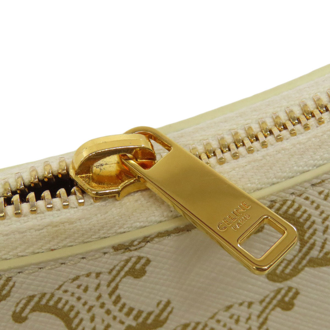 CELINE Shoulder Bag PVC white Triomphe one belt