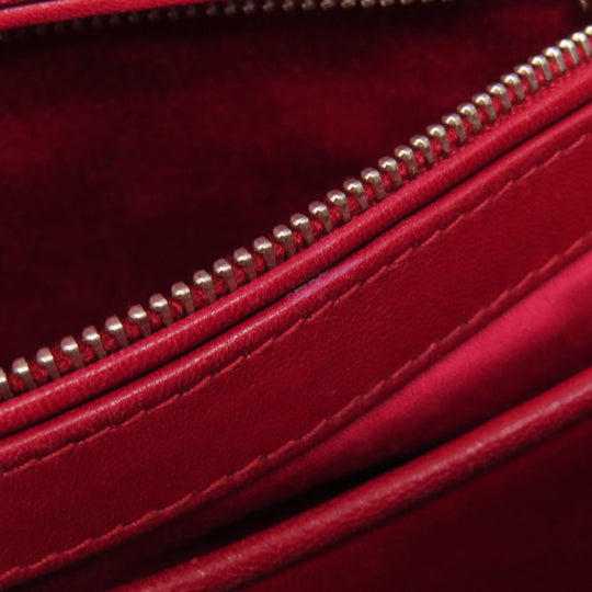 MIUMIU Handbag leather Red Materasse 2WAY Women Used Authentic