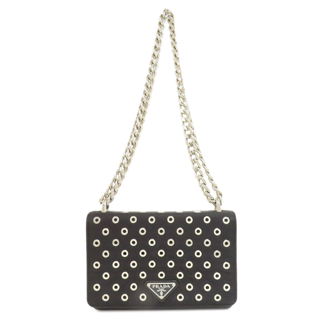 PRADA Shoulder Bag Calfskin black ChainShoulder Women Used Authentic