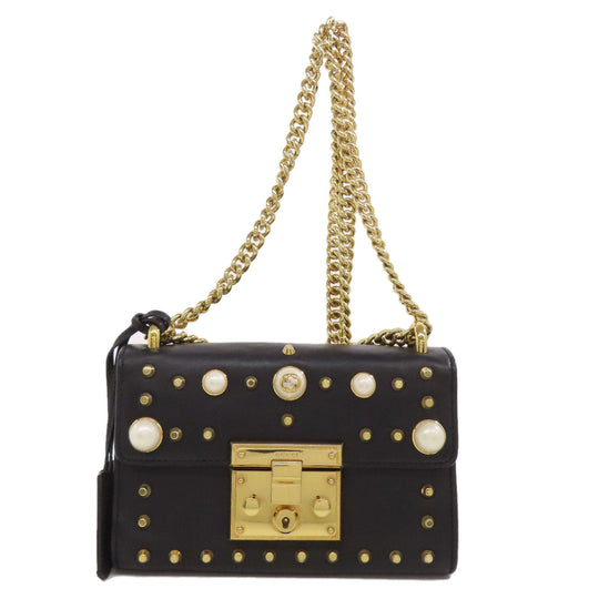 GUCCI Shoulder Bag 432182 Calfskin black Padlock ChainShoulder
