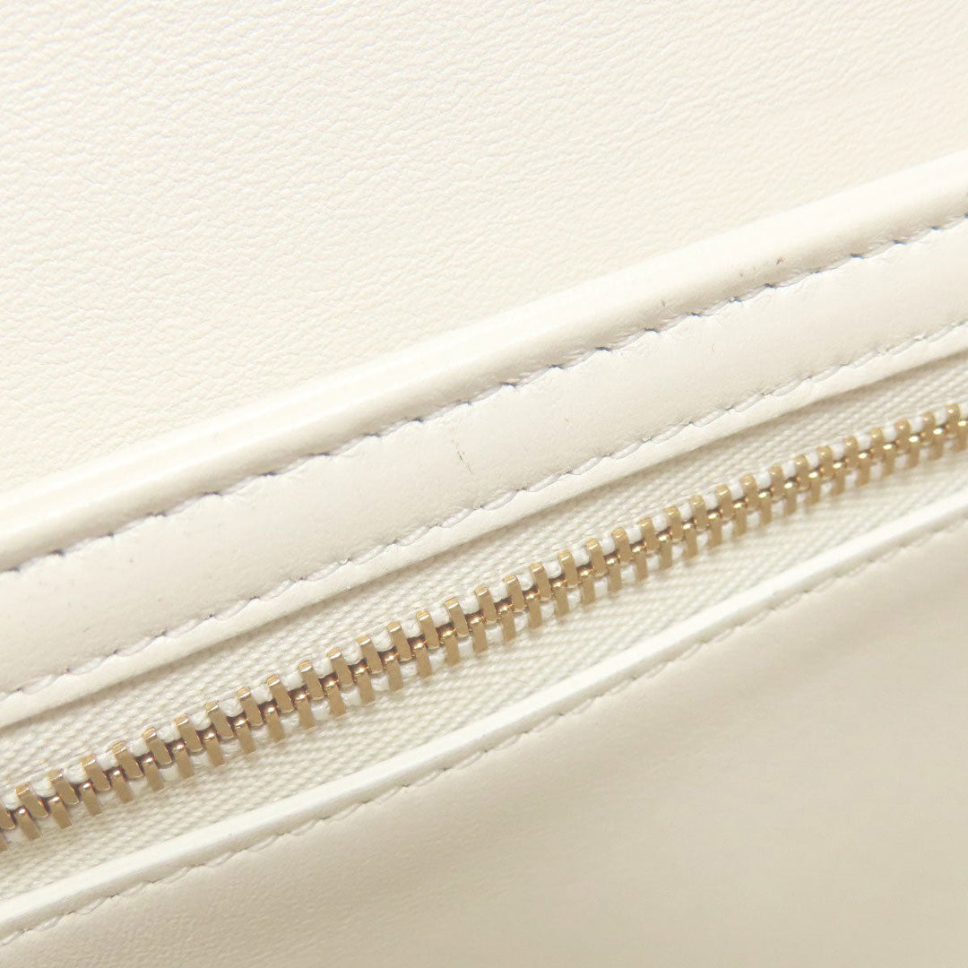 CELINE Shoulder Bag PVC , Calfskin white Teen Triomphe Women Used Authentic