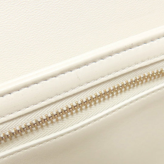 CELINE Shoulder Bag PVC , Calfskin white Teen Triomphe Women Used Authentic