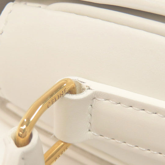 CELINE Shoulder Bag PVC , Calfskin white Teen Triomphe Women Used Authentic