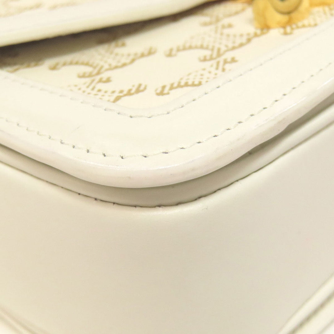 CELINE Shoulder Bag PVC , Calfskin white Teen Triomphe Women Used Authentic