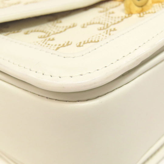 CELINE Shoulder Bag PVC , Calfskin white Teen Triomphe Women Used Authentic