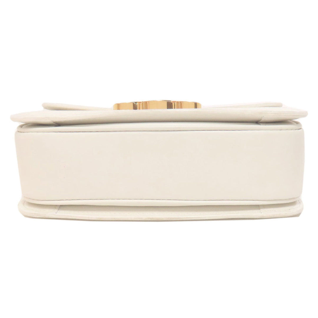 CELINE Shoulder Bag PVC , Calfskin white Teen Triomphe Women Used Authentic