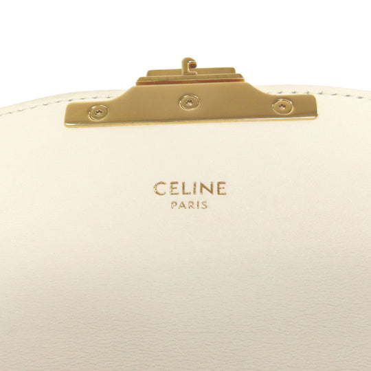 CELINE Shoulder Bag PVC , Calfskin white Teen Triomphe Women Used Authentic