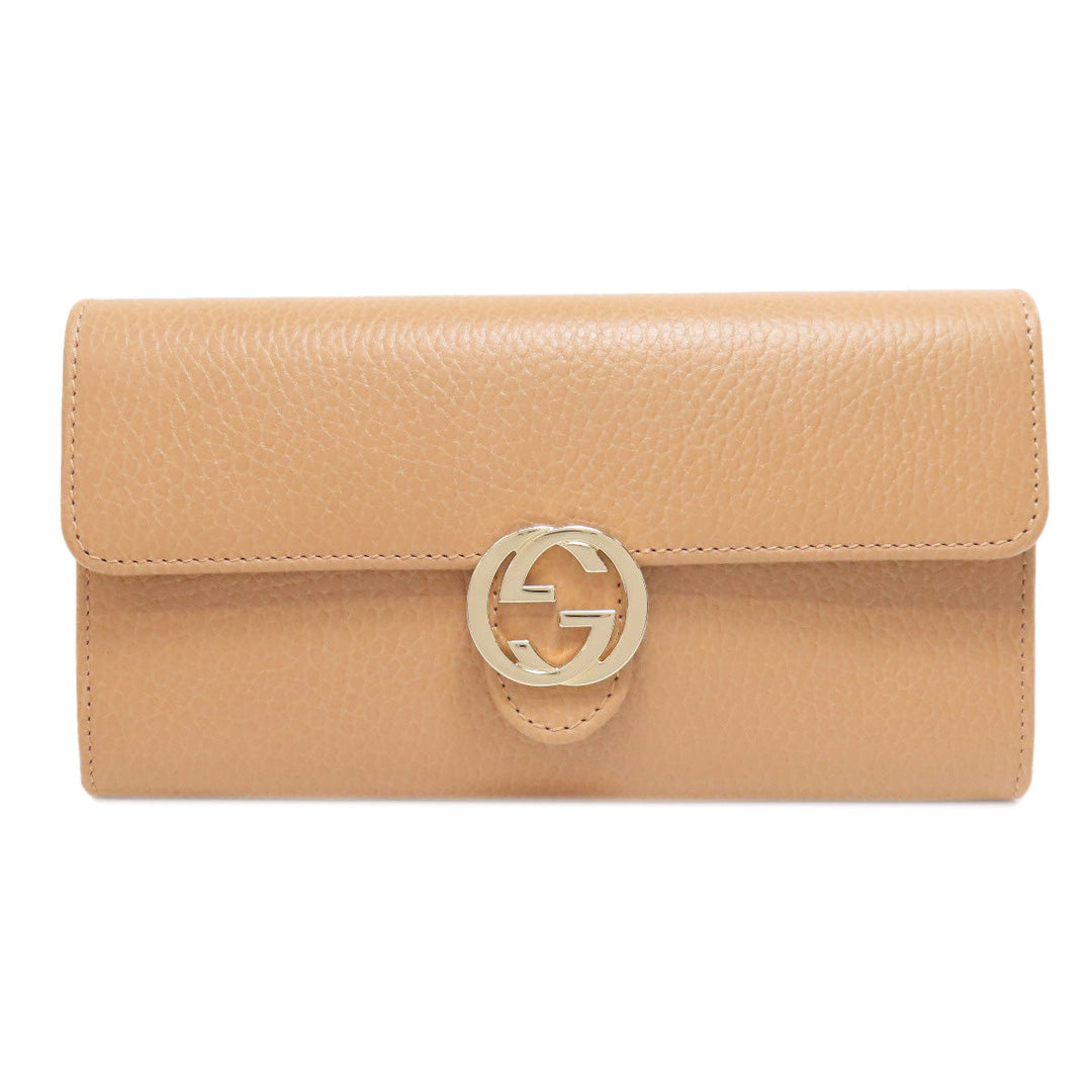 GUCCI Long Wallet Purse 615524 leather beige Interlocking G outlet Women Used Authentic