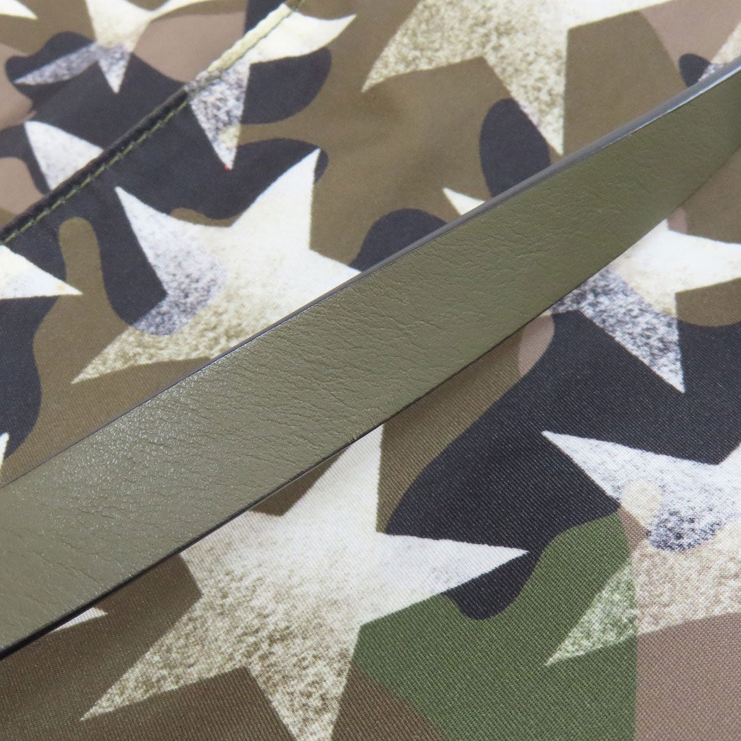 VALENTINO Shoulder Bag Nylon green Camouflage Pattern Star Motif
