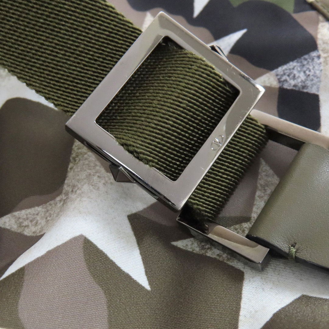 VALENTINO Shoulder Bag Nylon green Camouflage Pattern Star Motif