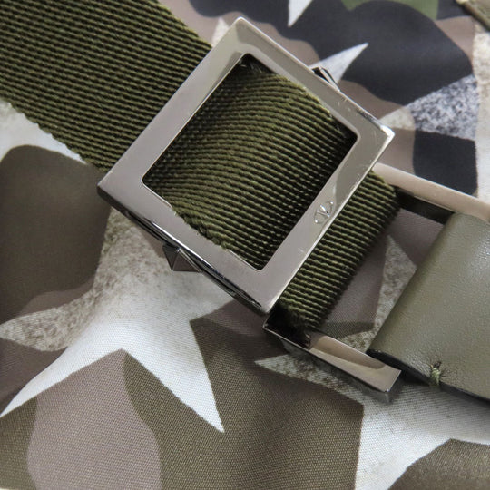 VALENTINO Shoulder Bag Nylon green Camouflage Pattern Star Motif
