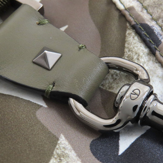 VALENTINO Shoulder Bag Nylon green Camouflage Pattern Star Motif