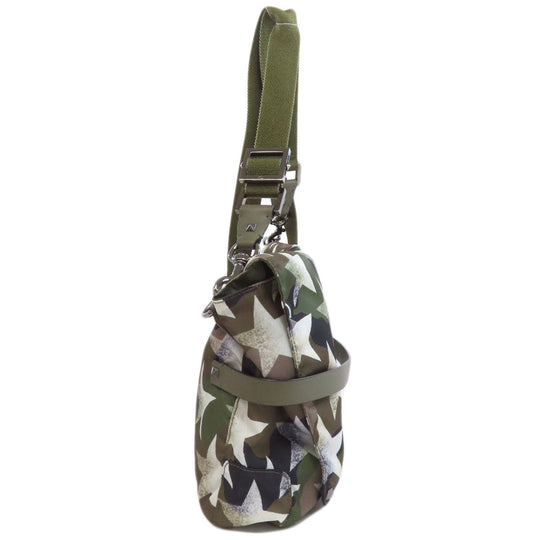 VALENTINO Shoulder Bag Nylon green Camouflage Pattern Star Motif