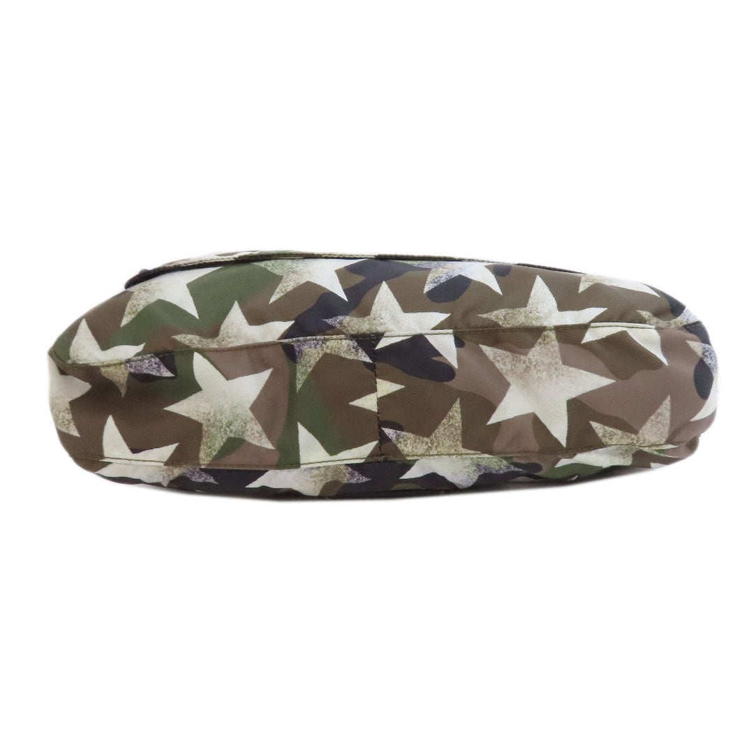 VALENTINO Shoulder Bag Nylon green Camouflage Pattern Star Motif