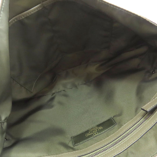 VALENTINO Shoulder Bag Nylon green Camouflage Pattern Star Motif