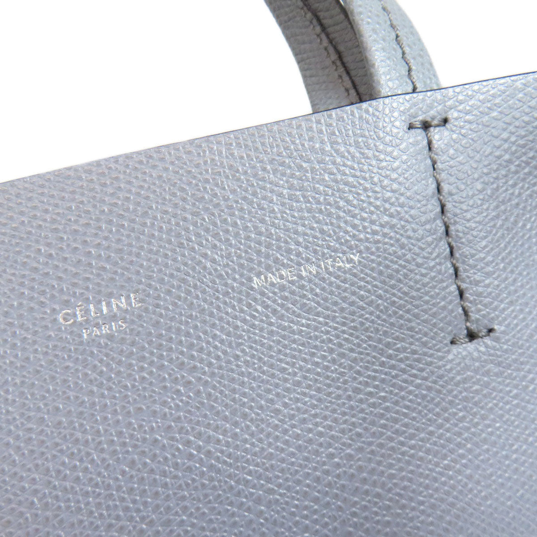 CELINE Tote Bag leather gray Vertical Cabas 2WAY Women Used Authentic