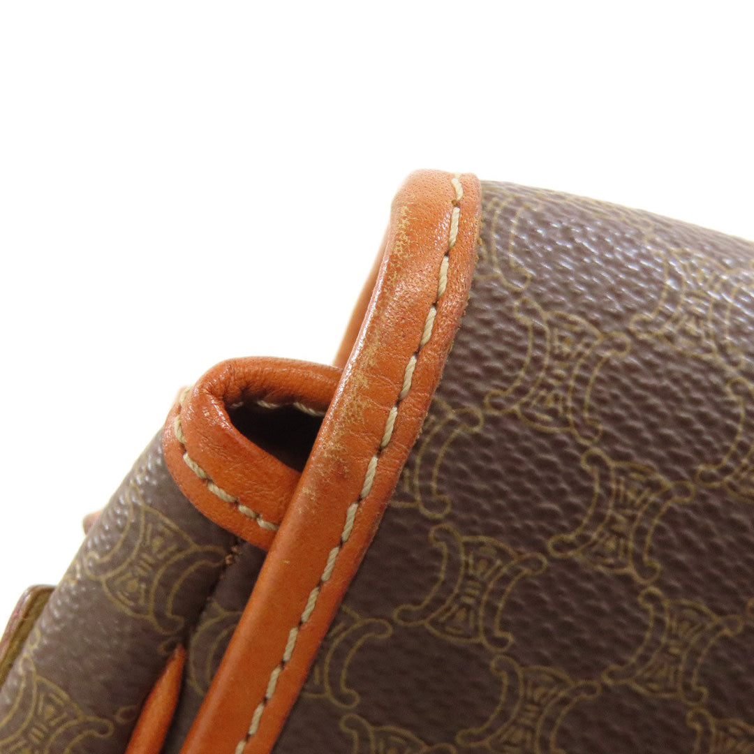 CELINE Shoulder Bag PVC Brown Macadam Pattern