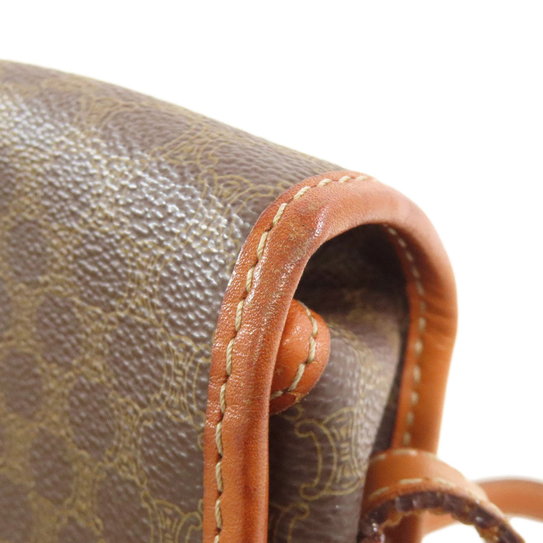 CELINE Shoulder Bag PVC Brown Macadam Pattern