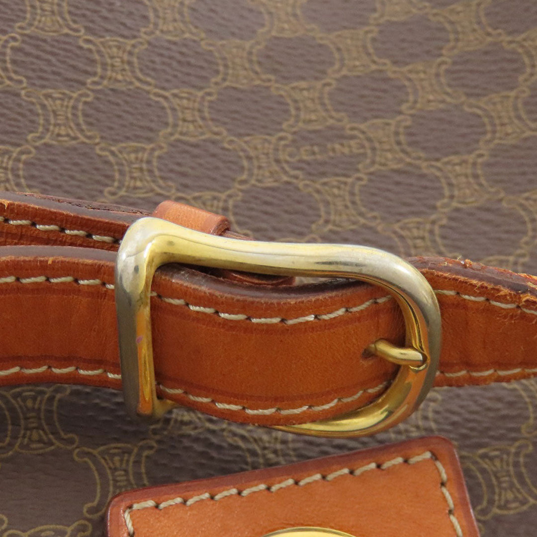 CELINE Shoulder Bag PVC Brown Macadam Pattern