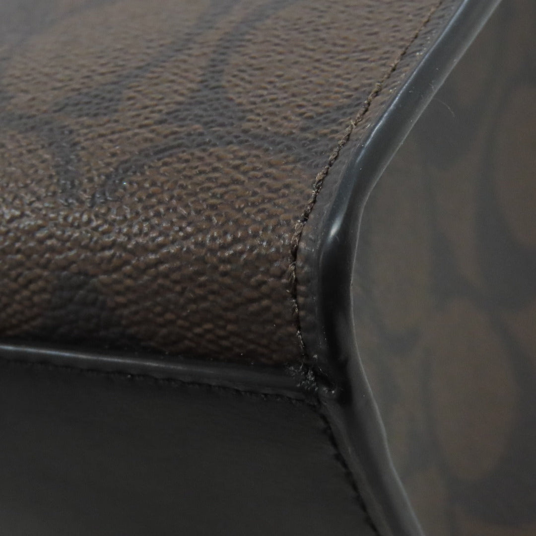 COACH Handbag 5693 PVC Brown Signature 2WAY Women Used Authentic