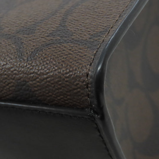 COACH Handbag 5693 PVC Brown Signature 2WAY Women Used Authentic