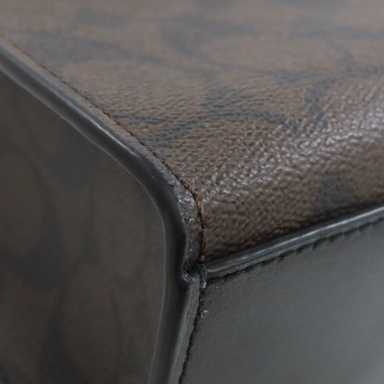 COACH Handbag 5693 PVC Brown Signature 2WAY Women Used Authentic