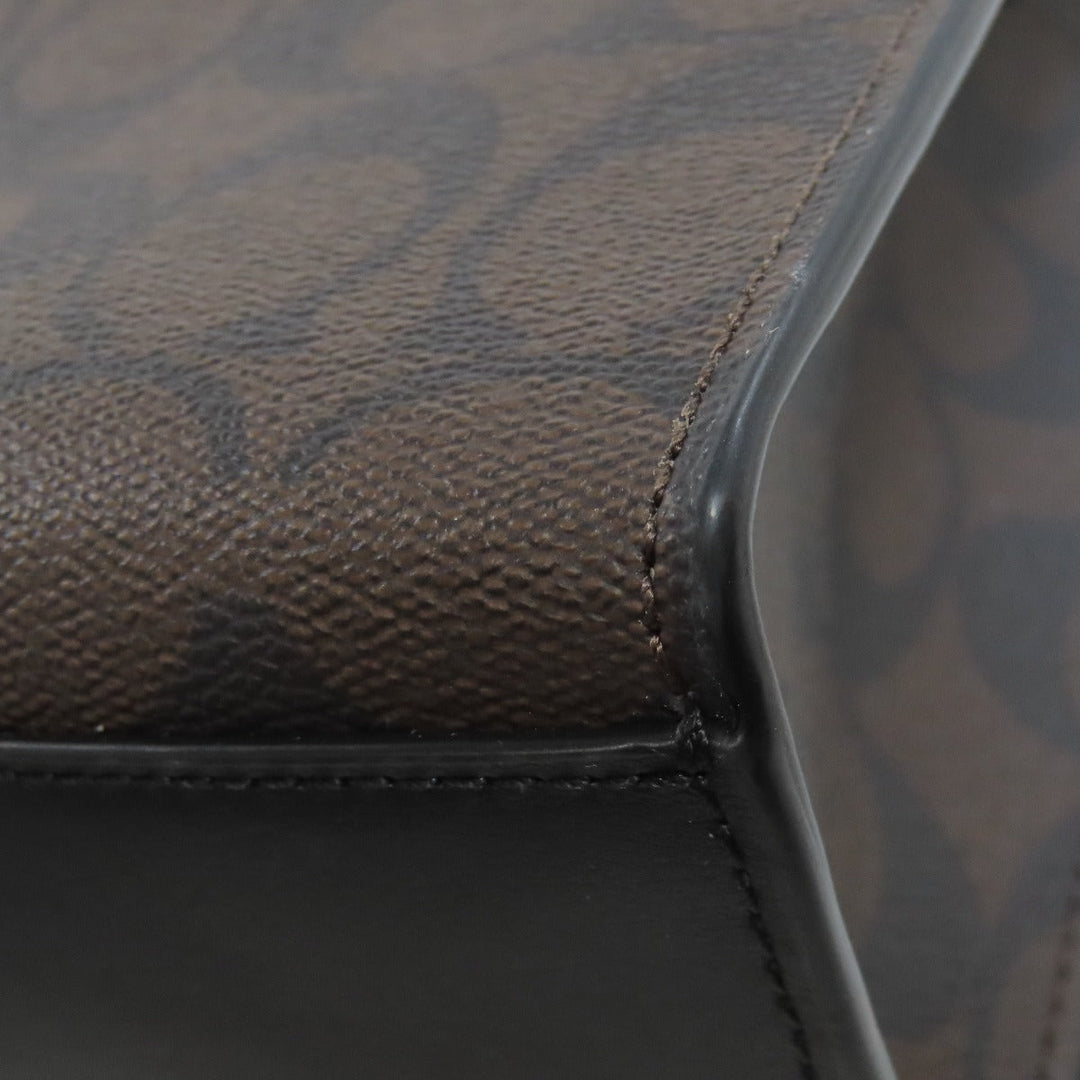 COACH Handbag 5693 PVC Brown Signature 2WAY Women Used Authentic