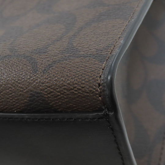 COACH Handbag 5693 PVC Brown Signature 2WAY Women Used Authentic