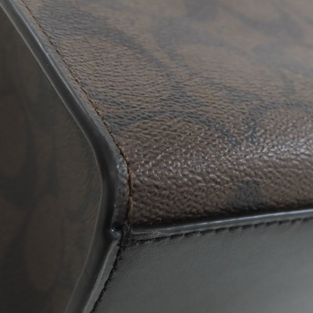 COACH Handbag 5693 PVC Brown Signature 2WAY Women Used Authentic