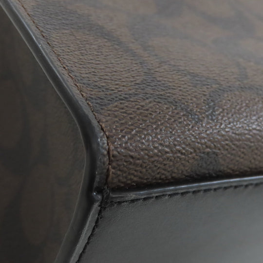 COACH Handbag 5693 PVC Brown Signature 2WAY Women Used Authentic