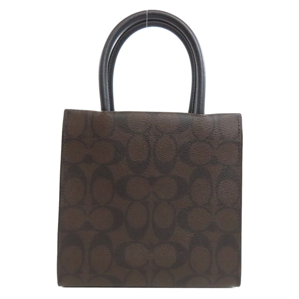 COACH Handbag 5693 PVC Brown Signature 2WAY Women Used Authentic