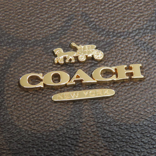 COACH Handbag 5693 PVC Brown Signature 2WAY Women Used Authentic