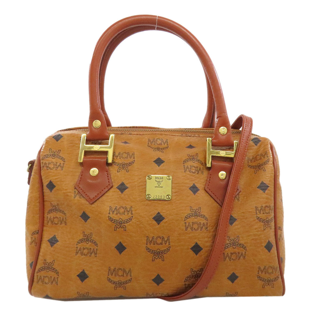 MCM Boston Duffel bag PVC Brown Small Ella Women Used Authentic