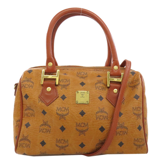 MCM Boston Duffel bag PVC Brown Small Ella Women Used Authentic