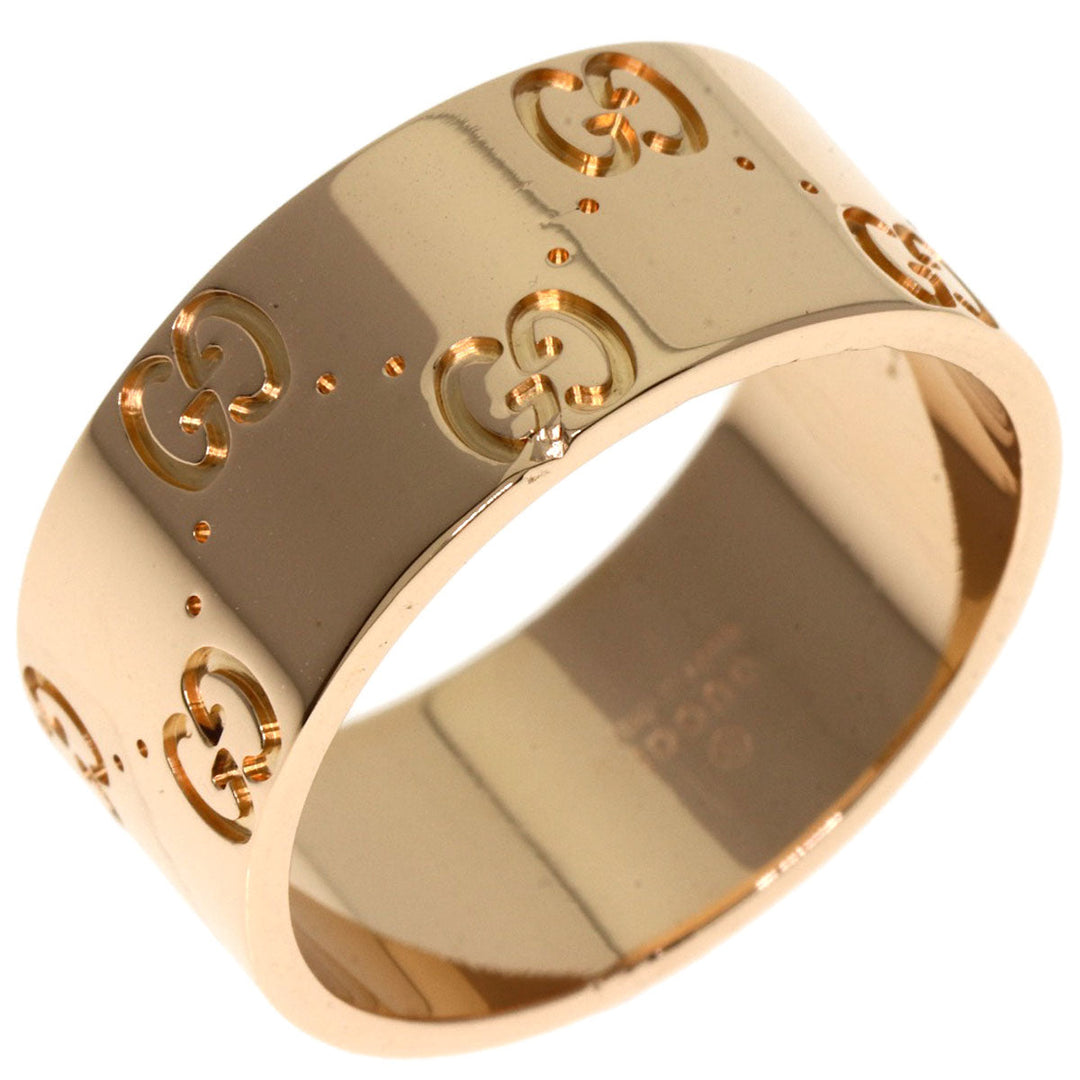 GUCCI Ring 18K Pink Gold gold Icon wide # 19 Women Used Authentic