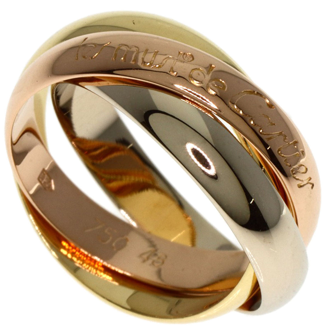 CARTIER Ring K18YG , K18WG , K18PG gold Trinity #48 Women Used Authentic