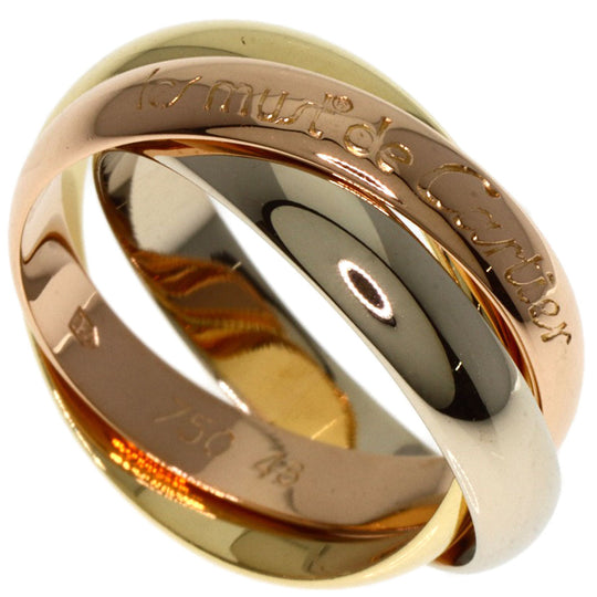 CARTIER Ring K18YG , K18WG , K18PG gold Trinity #48 Women Used Authentic