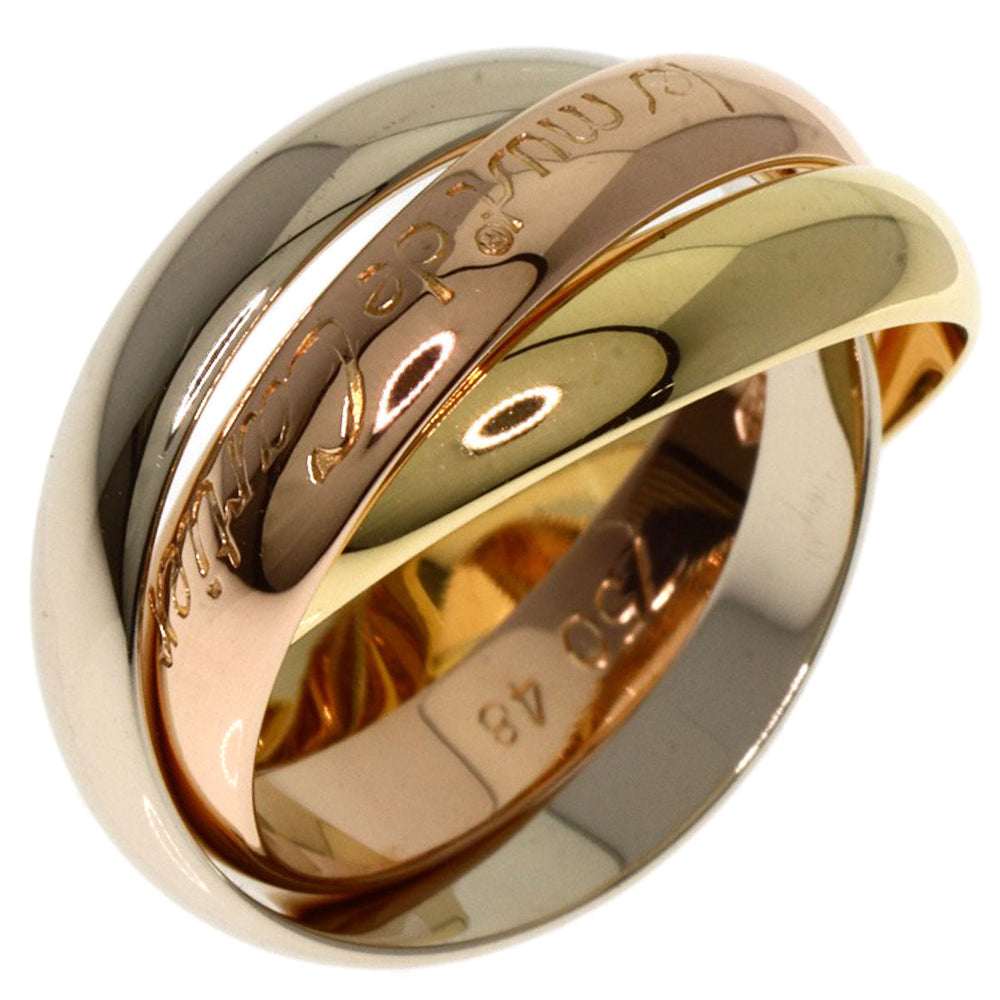 CARTIER Ring K18YG , K18WG , K18PG gold Trinity #48 Women Used Authentic