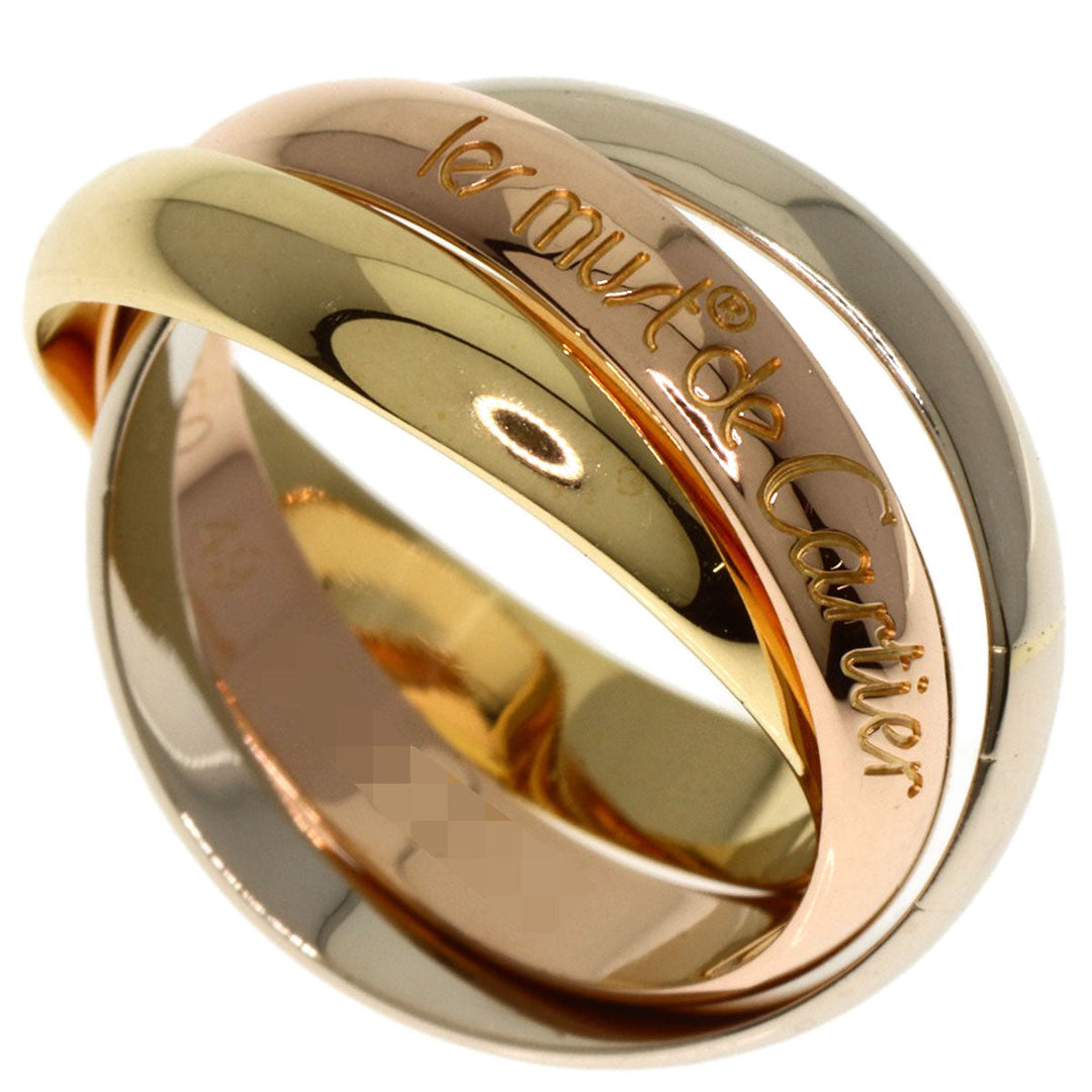 CARTIER Ring K18YG , K18WG , K18PG gold Trinity #49 Women Used Authentic