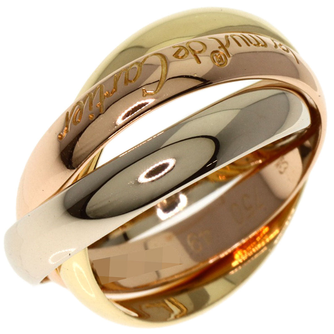 CARTIER Ring K18YG , K18WG , K18PG gold Trinity #49 Women Used Authentic