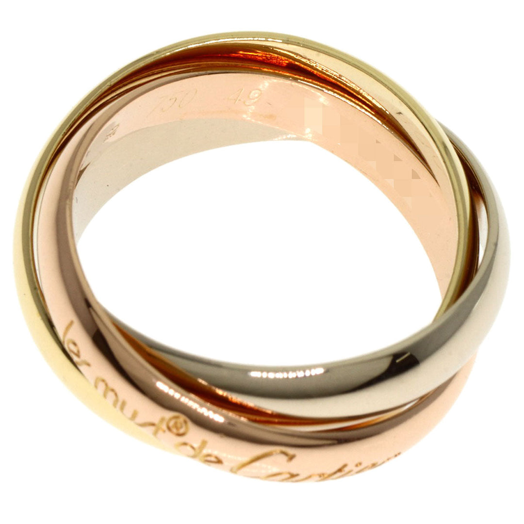 CARTIER Ring K18YG , K18WG , K18PG gold Trinity #49 Women Used Authentic