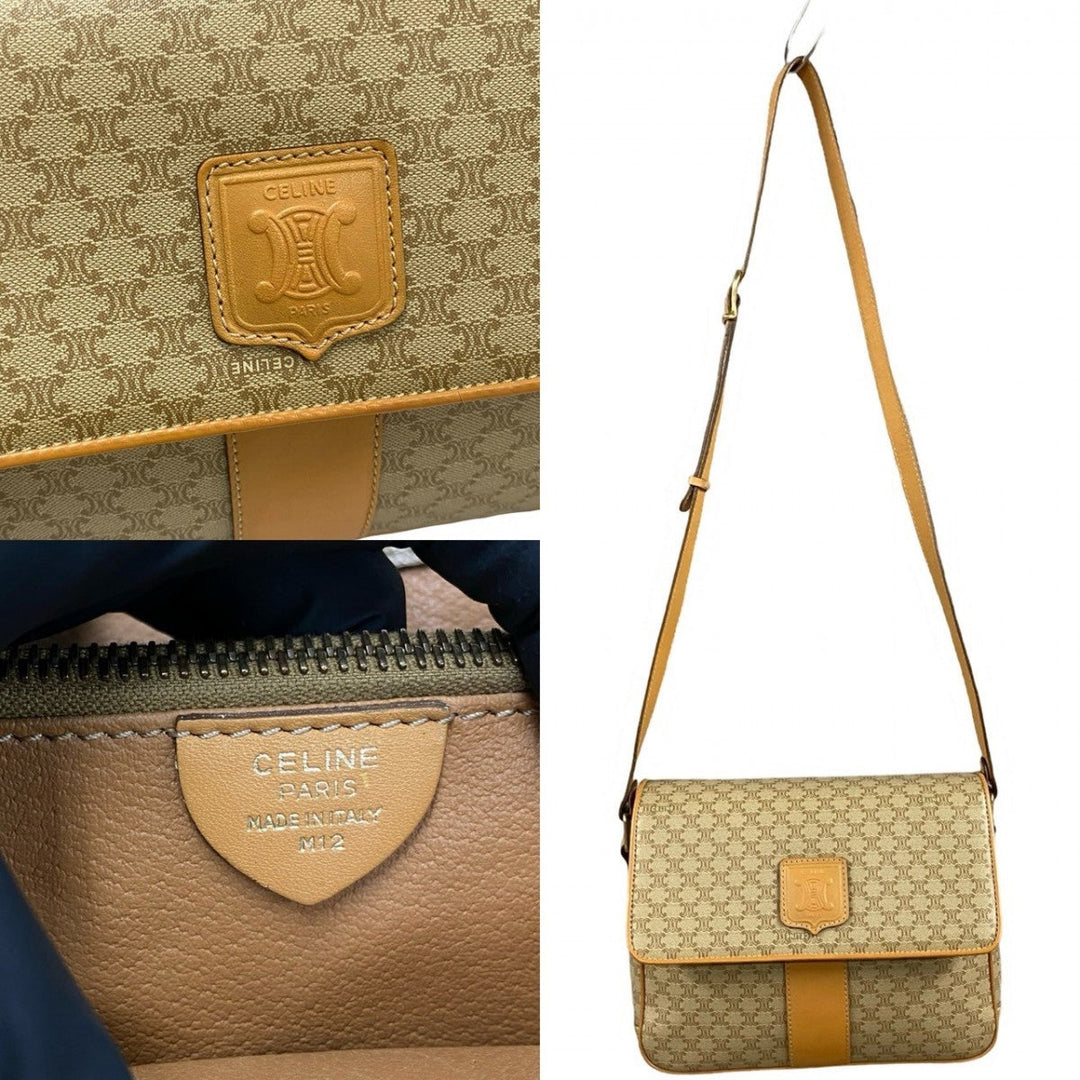 CELINE Shoulder Bag leather beige