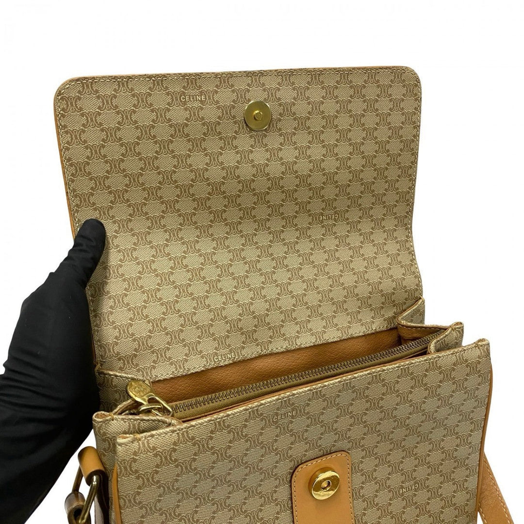 CELINE Shoulder Bag leather beige