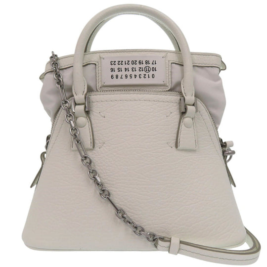 Maison Margiela Shoulder Bag S56WG0081 P0396 leather white 5AC Micro 2WAY Shoulder Bag in Embossed Leather Women Used Authentic