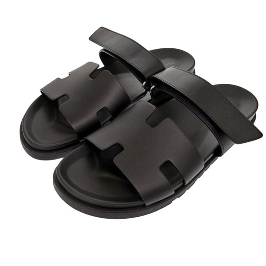 HERMES Sandals 222000ZH Calfskin, Chevre black Shipre mens 44 Used Authentic